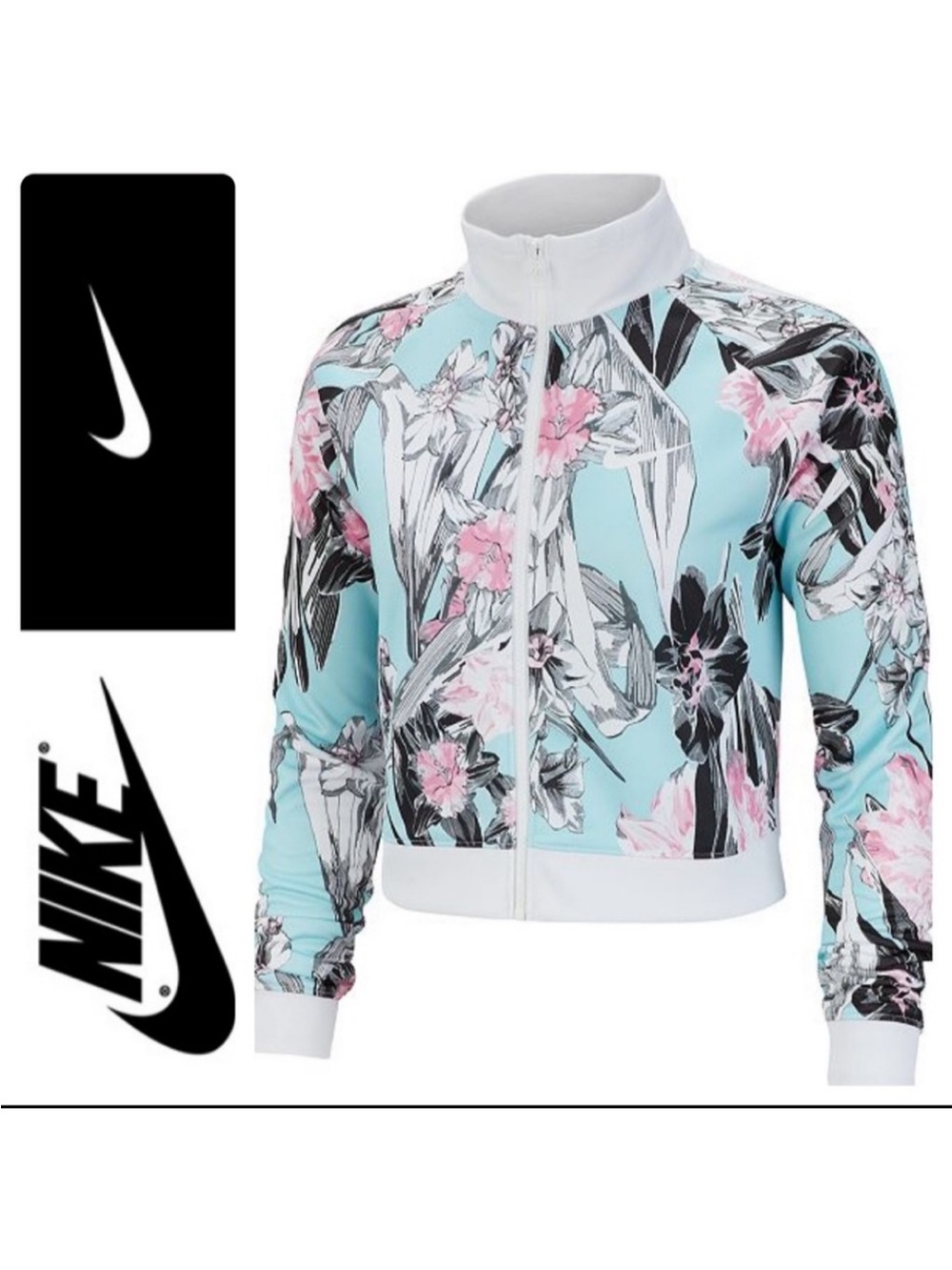 Nike Women's Floral Jacket - Pink and Black in Size L - Picture 3 of 5